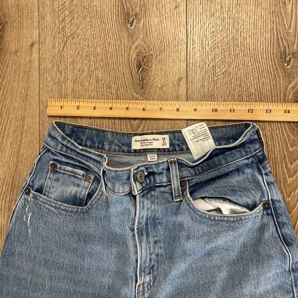 Abercrombie Women Sz 28 90s Straight Ultra High Rise Jean Blue Curve Love Baggy - Picture 8 of 12